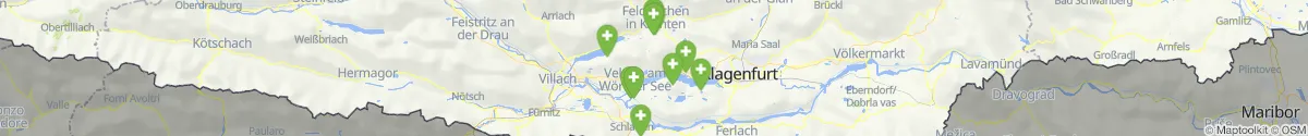 Kartenansicht für Apotheken-Notdienste in der Nähe von Techelsberg am Wörther See (Klagenfurt  (Land), Kärnten)